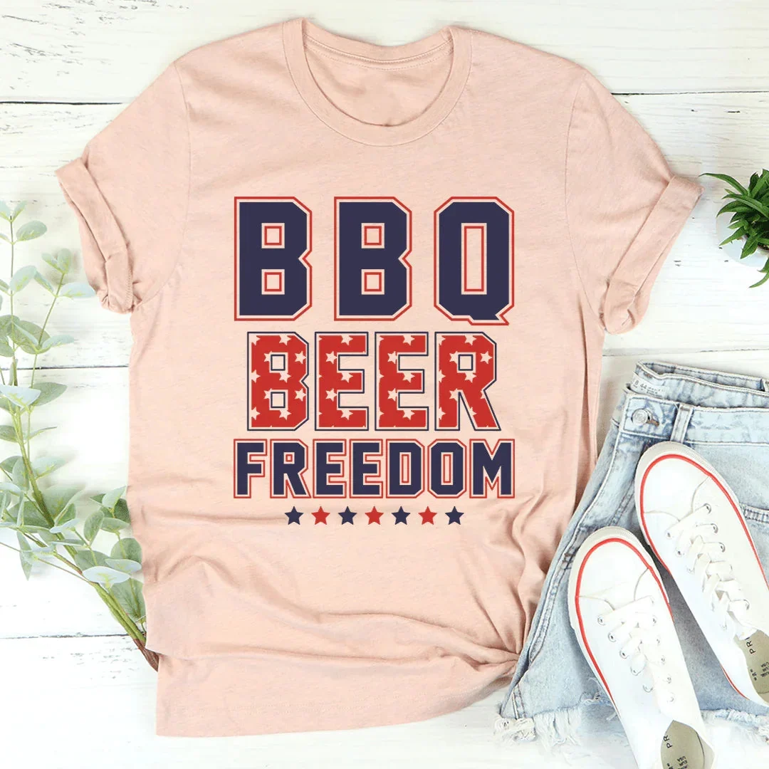 BBQ Beer Freedom Graphic Tee – Funny 4th of July Shirt - Image 4