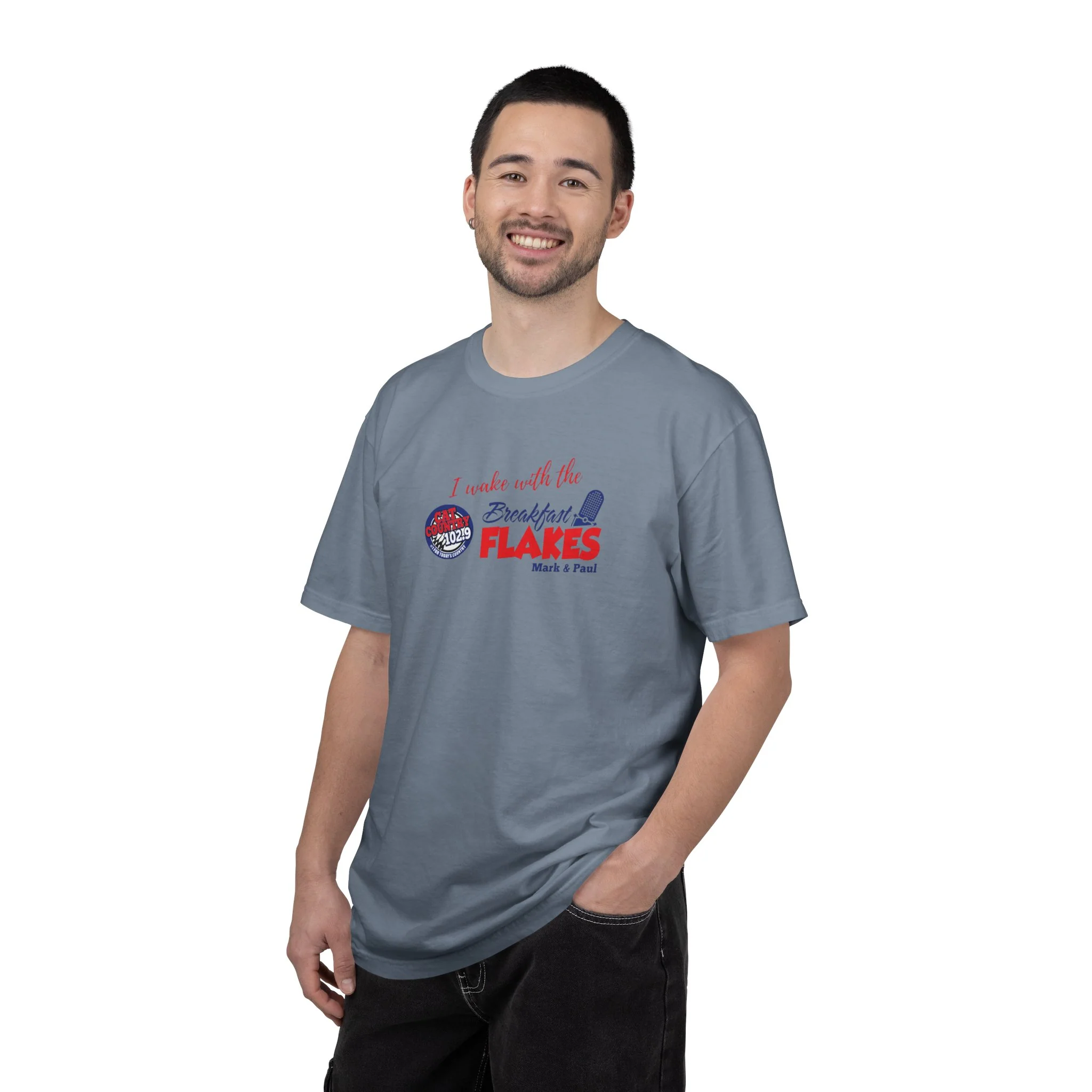 Breakfast Flakes Cat Country 102.9 KCTR Unisex Garment-Dyed T-shirt - Image 24