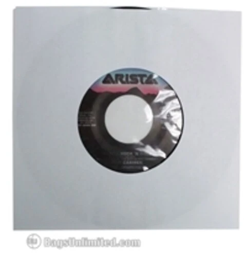 Bu S7P 45 Rpm Paper Sleeve Polylined 100 Cnt White - Bags Unlimited S7P - 7 IN 45RPM Paper Record Sleeve - Polylined - 100 Count