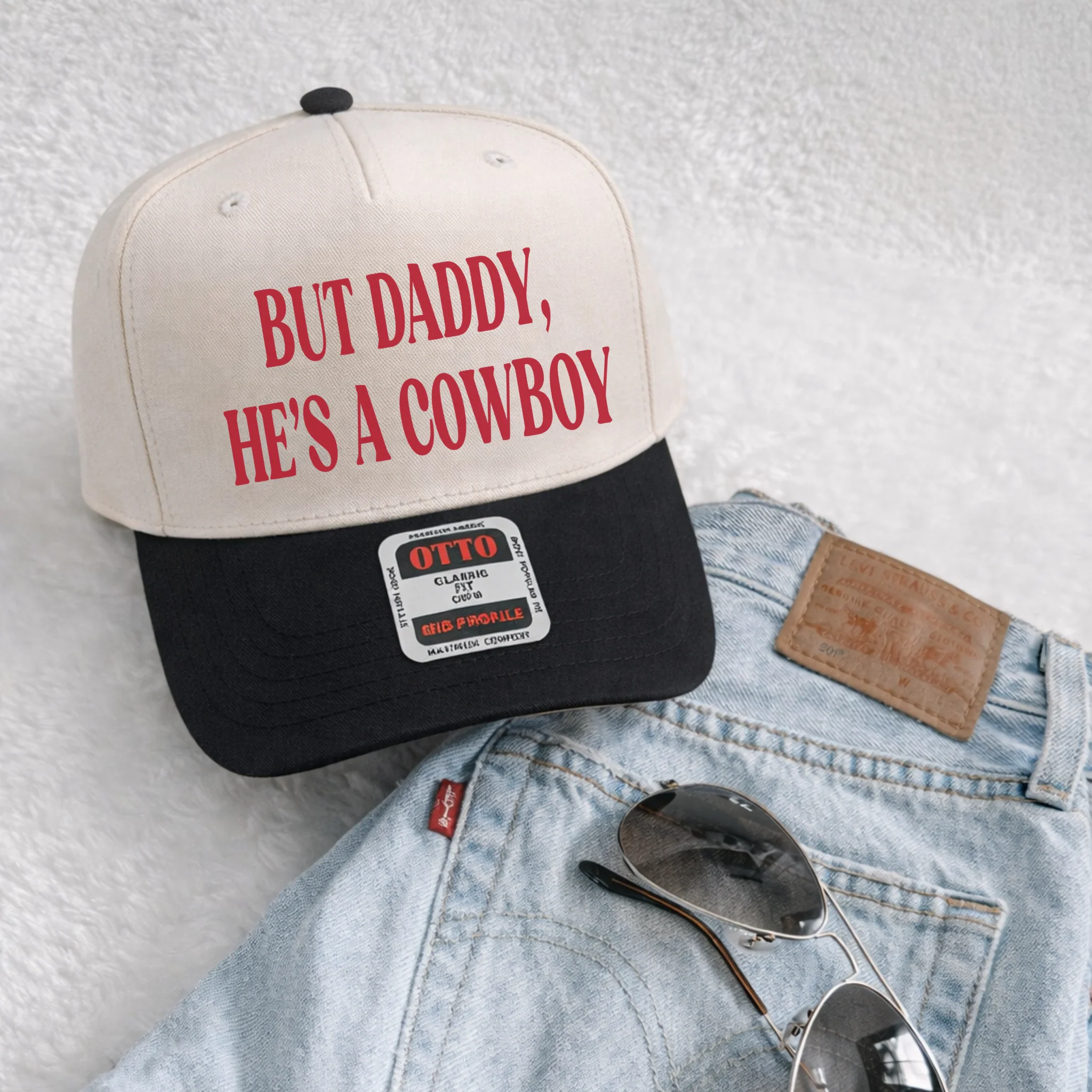 But Daddy He's a Cowboy Trucker Hat – Western Cowgirl Cap - Image 2