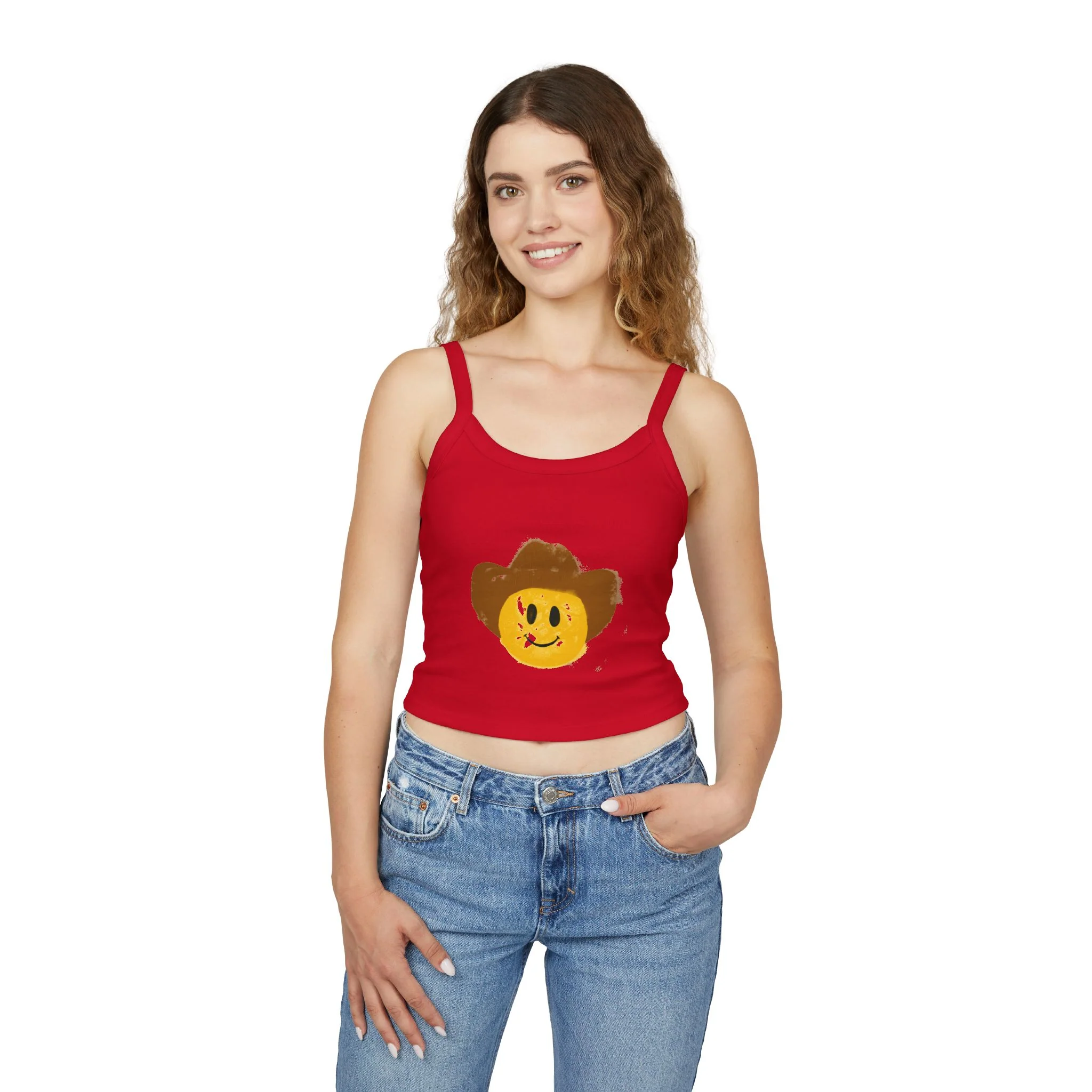 Cowboy Smiley Spaghetti Strap Tank Top - Image 11