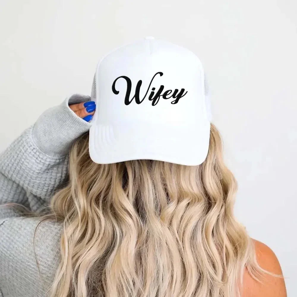 Embroidered Wifey Trucker Hat – Mesh Cap for Wedding or Anniversary - Image 7