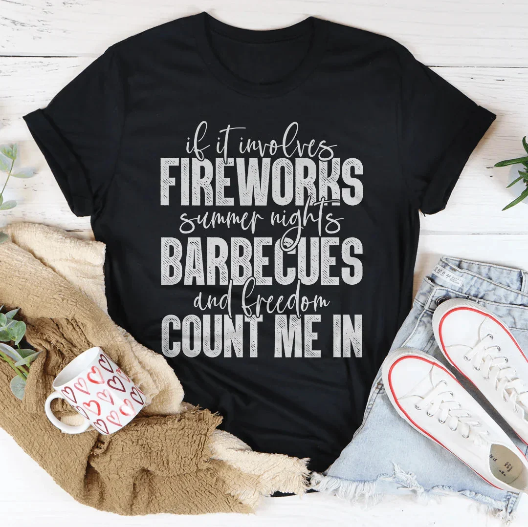 Fireworks Summer Nights BBQs & Freedom Graphic Tee – 4th of July - Image 4