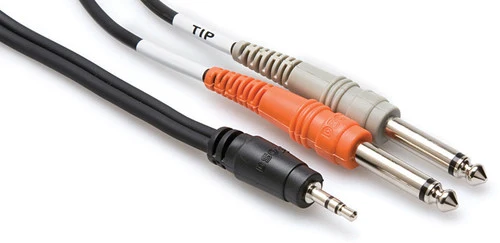 Hosa Stereo Brkt 3.5 Mm to Dual 1/4 in Ts 10 Ft - Hosa CMP-159 Stereo BRKT 3.5 MM to Dual 1/4 in TS 10 Ft