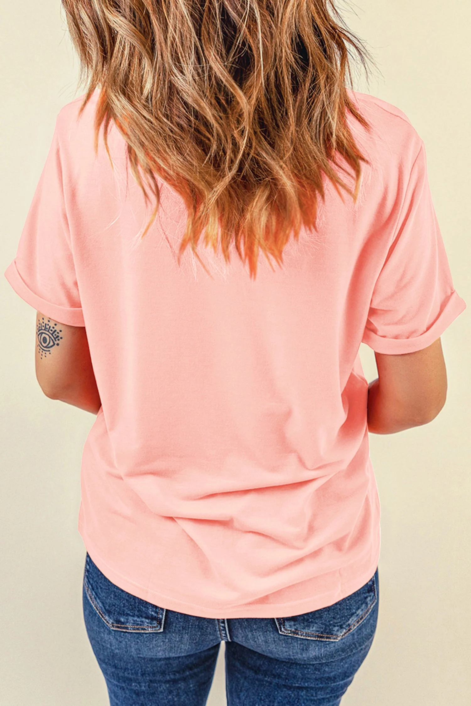 Pink Patriotic Heart DTG Faux Patchwork Printed Tee – Stretch - Image 6