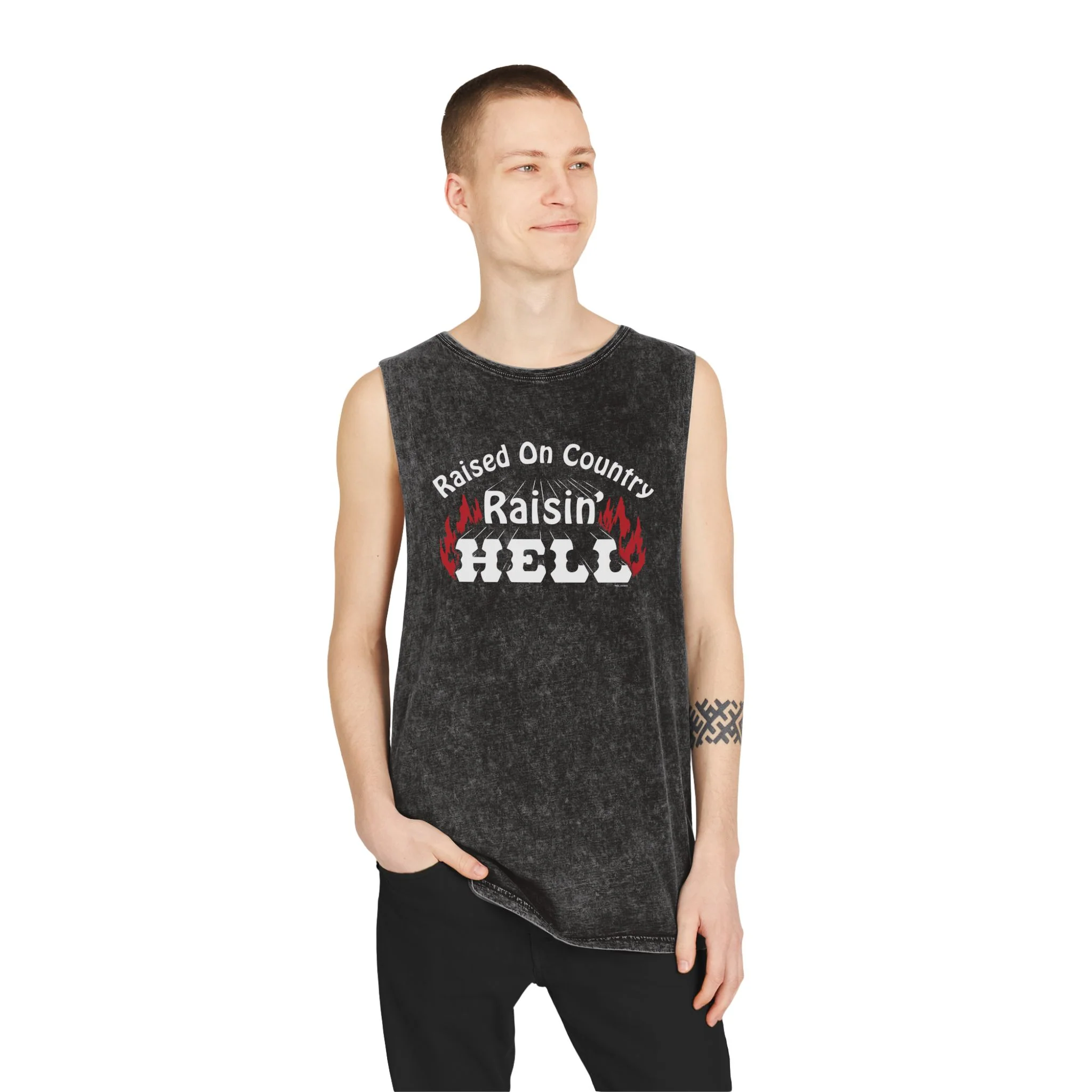 Raised on Country, Raisin’ Hell Stonewash Tank Top - Image 3