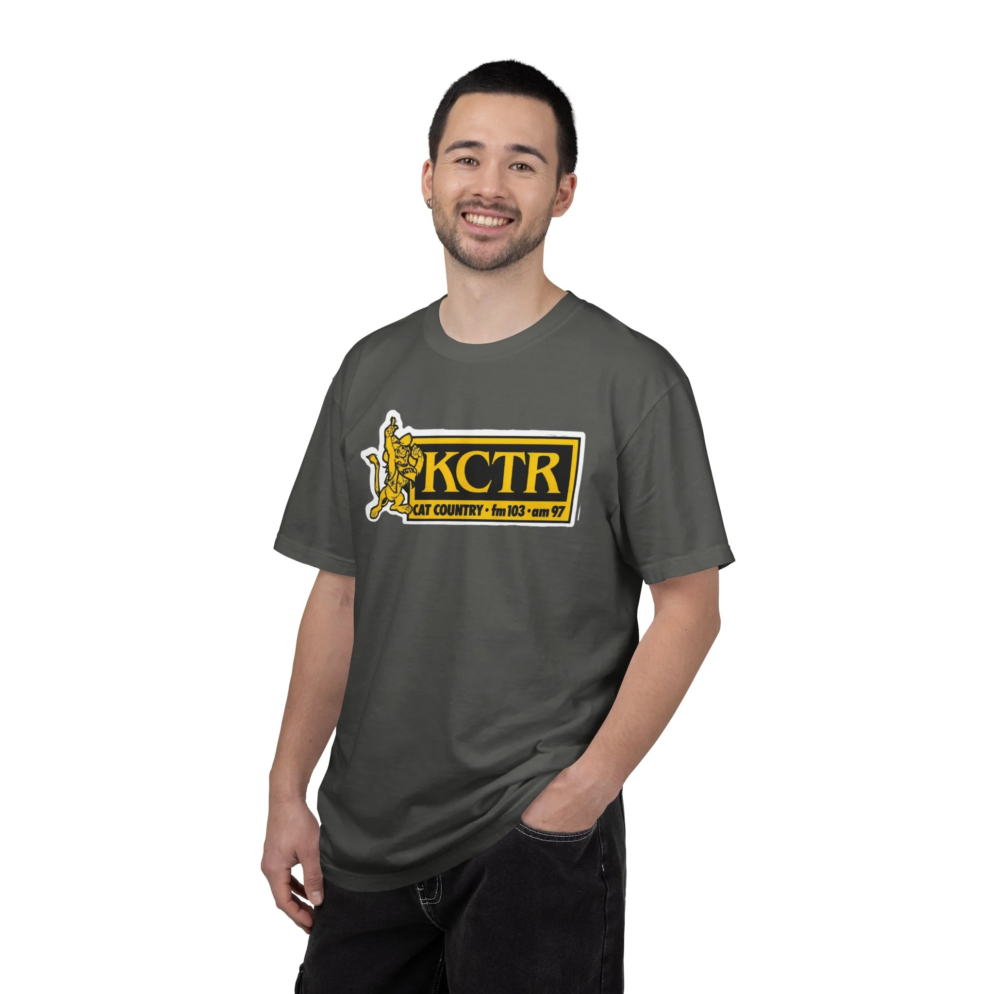 Retro Cat Country 102.9 KCTR Unisex Garment-Dyed T-shirt - Image 15
