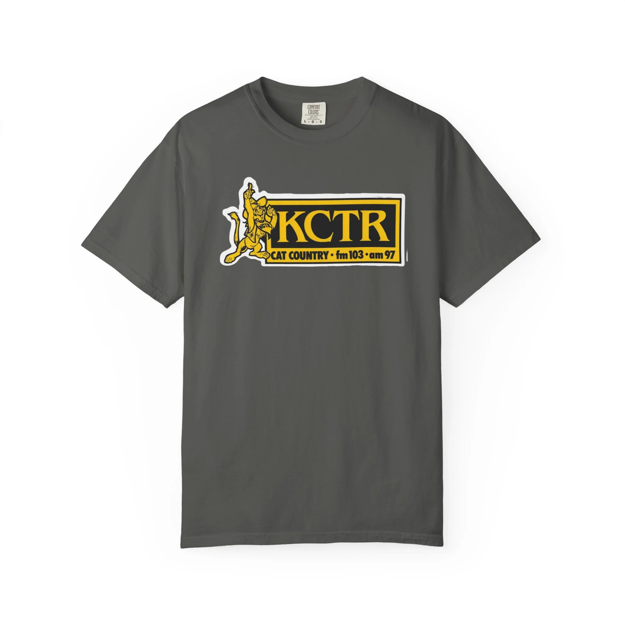 Retro Cat Country 102.9 KCTR Unisex Garment-Dyed T-shirt - Image 3