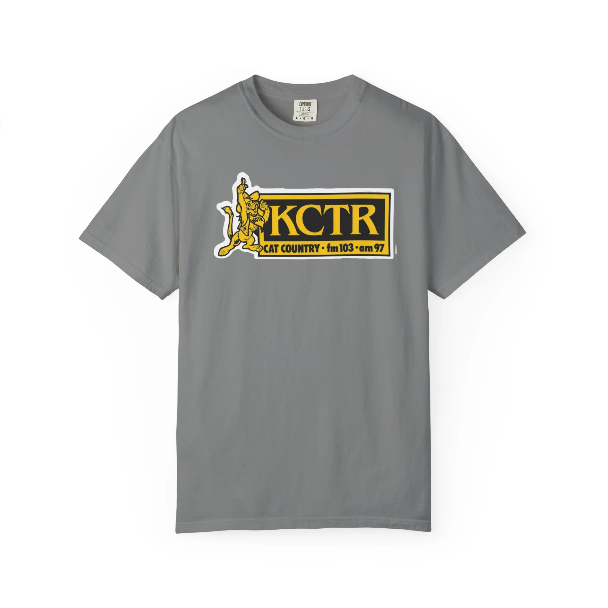 Retro Cat Country 102.9 KCTR Unisex Garment-Dyed T-shirt - Image 4