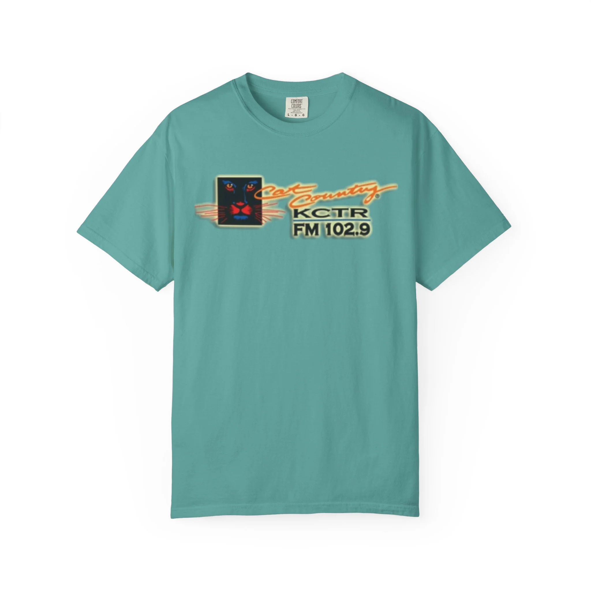 Retro Cat Country 102.9 KCTR Unisex Garment-Dyed T-shirt - Image 7