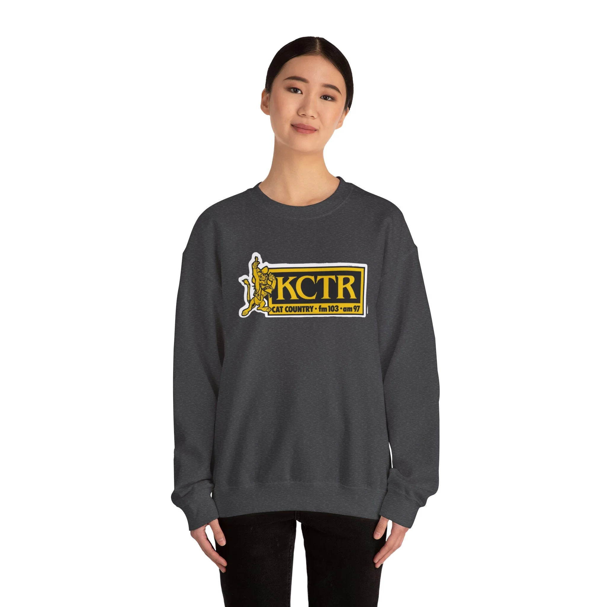 Retro Cat Country 102.9 KCTR Unisex Heavy Blend™ Crewneck Sweatshirt - Image 16