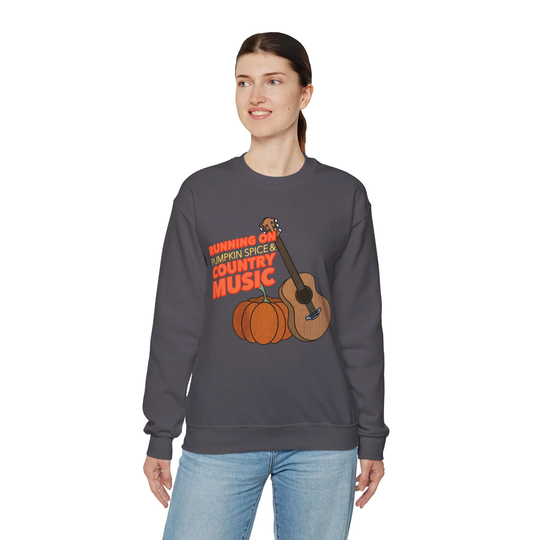 Running on Pumpkin Spice Country Music  Crewneck Sweatshirt - Image 11