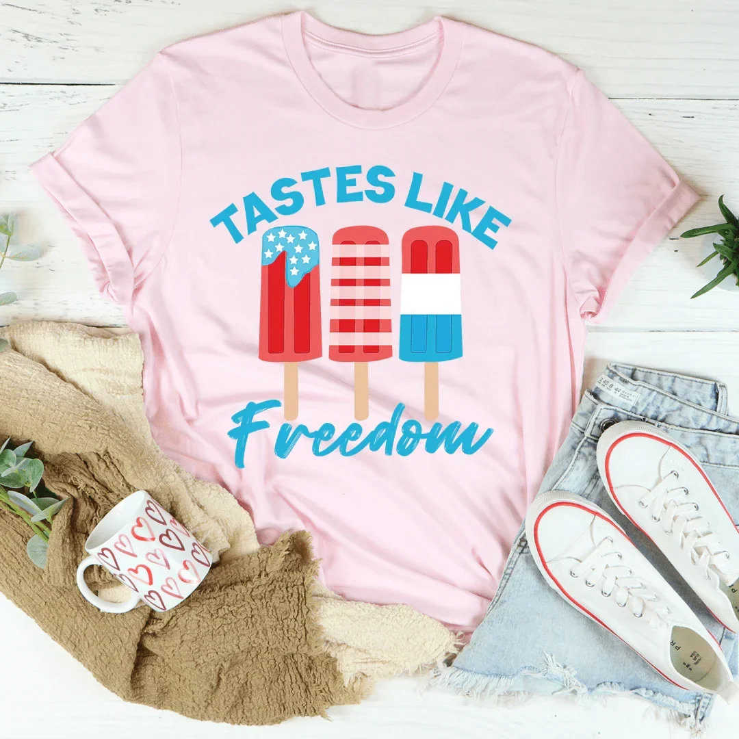 Tastes Like Freedom Graphic Tee – Funny Patriotic Shirt - Image 3