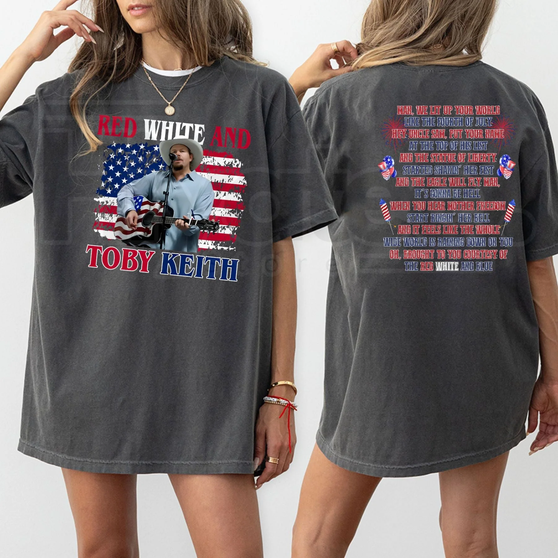 Courtesy of the Red White and Blue Patriotic Country Legend Tee - Image 2